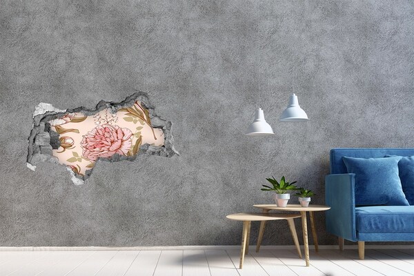 Wandsticker 3D doorkijk Tropisch strand met palmbomen