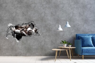 3D sticker gat in stenen muur Verwoeste muur met een vrachtwagen