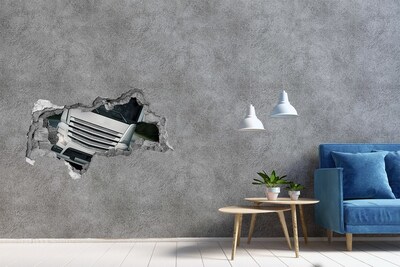 Fototapeta dziura na ścianę Zniszczona ściana z ciężarówką