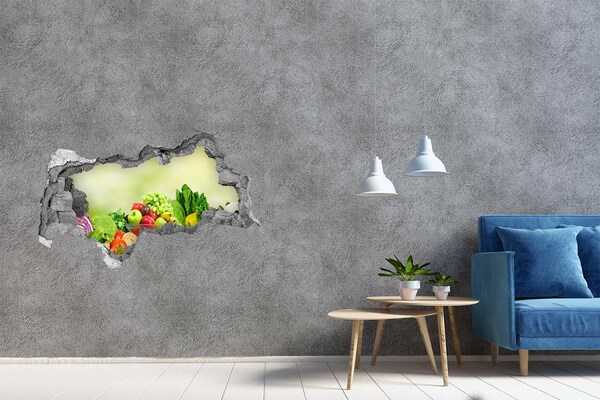 3D sticker gat in stenen muur Een keuken vol kruiden