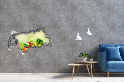 3D sticker gat in stenen muur Een keuken vol kruiden