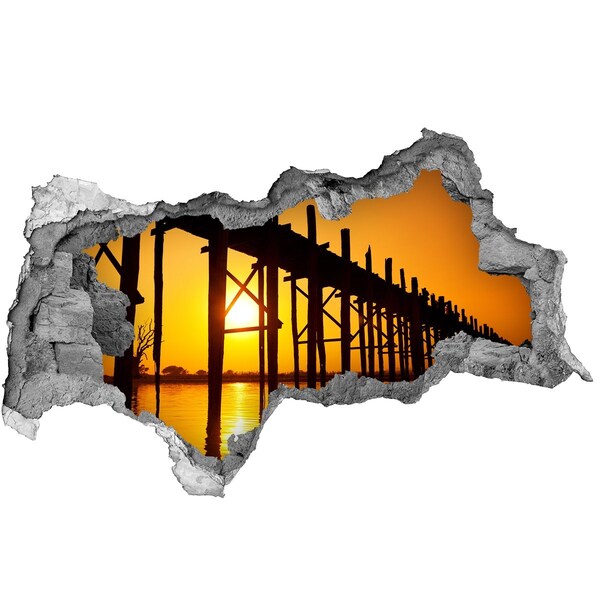 Fototapeta dziura na ścianę 3d Zachód słońca nad molo