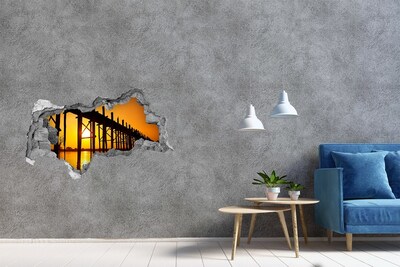 Fototapeta dziura na ścianę 3d Zachód słońca nad molo