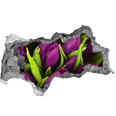 3D muursticker gescheurde muur Een bloemendroom in beton.