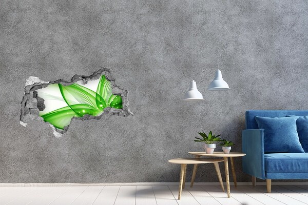 3D muursticker gescheurde muur Kleurrijke golven in de muur