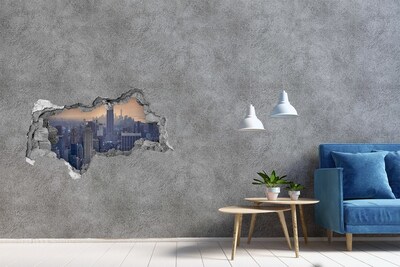 Wandsticker 3D doorkijk Tropische oase met een gele auto