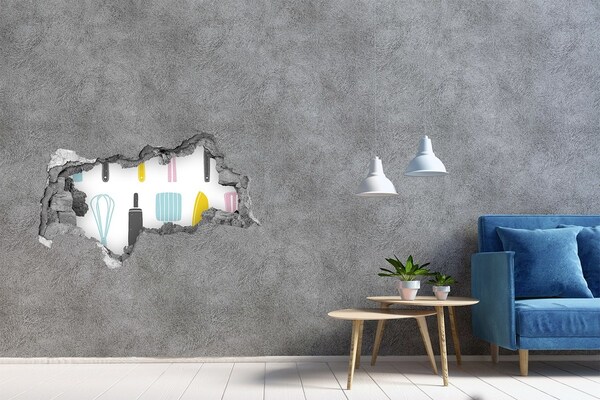 3D sticker gat in stenen muur Uitzicht op Hongkong