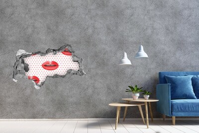 3D sticker gat in stenen muur Hart in beton