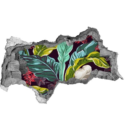 Okleina 3D dziura na ścianę Tropikalny ogród w dziurze w ścianie