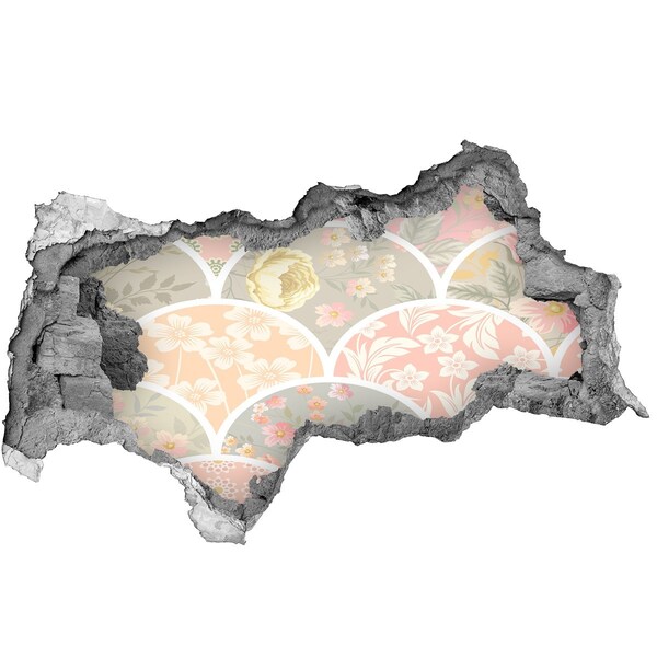 Naklejka dziura na ścianę Kwiatowy wzór za zniszczoną ścianą