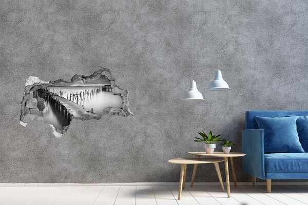 Samoprzylepna dziura na ścianę Molo w mglistej scenerii