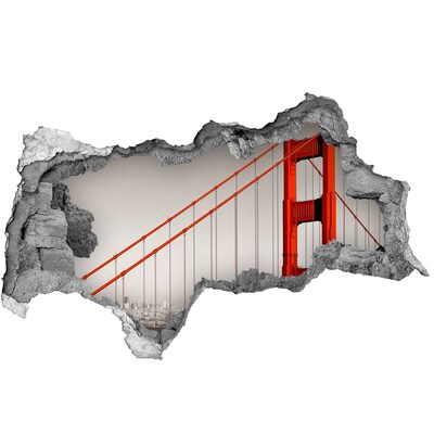 3D muursticker gescheurde muur Kleurrijk landschap achter de muur