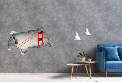 3D muursticker gescheurde muur Kleurrijk landschap achter de muur