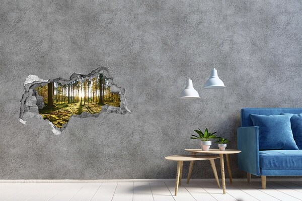 Zelfklevende 3D wandsticker illusie Bergpanorama met een meer