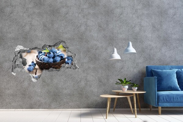 3D sticker gat in stenen muur Een doorbraak in kleuren in beton