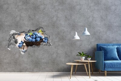 3D sticker gat in stenen muur Een doorbraak in kleuren in beton