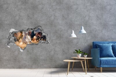 3D muursticker gescheurde muur Een bloemendroom achter de muur