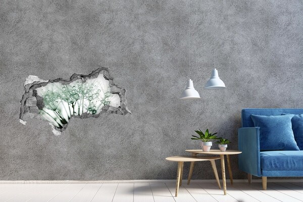 Wandsticker 3D doorkijk Groen mozaïek tegen de achtergrond van een beschadigde muur.