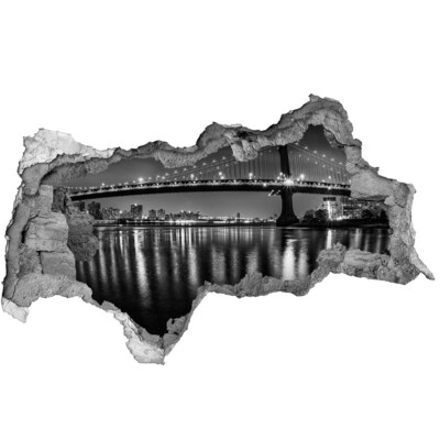 Fotoobraz dziura na ścianę Most Manhattanu nocą