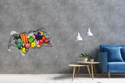 3D sticker gat in stenen muur Berglandschap door een gat in de muur