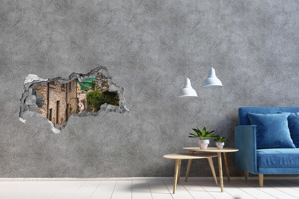 3D muursticker gescheurde muur Geometrie in beton