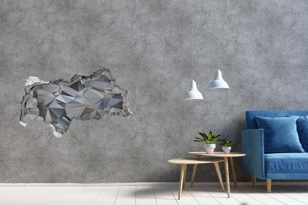 3D sticker gat in stenen muur Een groene oase in beton.