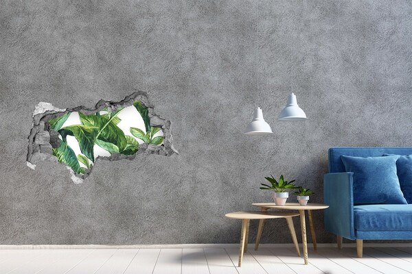 Zelfklevende 3D wandsticker illusie Groen landschap in een gat in de muur