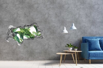 Zelfklevende 3D wandsticker illusie Groen landschap in een gat in de muur