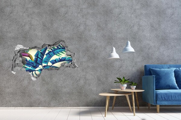 3D sticker gat in stenen muur Bloemenpatroon op een betonnen achtergrond