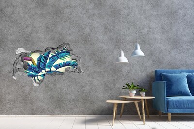 3D sticker gat in stenen muur Bloemenpatroon op een betonnen achtergrond