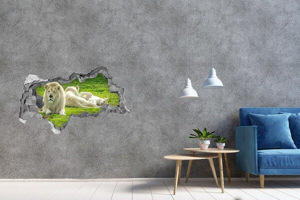 3D muursticker gescheurde muur Uitzicht op de stedelijke jungle