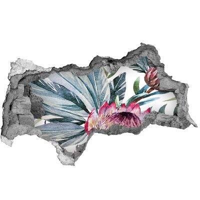 Fototapeta dziura na ścianę 3d Kwiatowy raj wśród liści