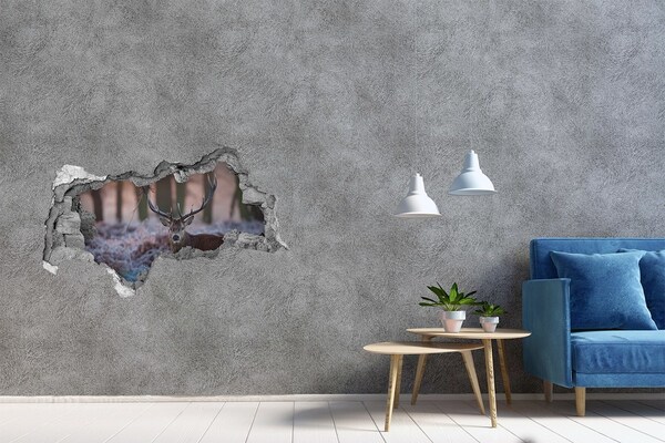 3D sticker gat in stenen muur De stad achter de muur