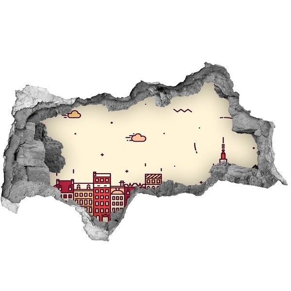 Fototapeta dziura na ścianę Miasto za ścianą