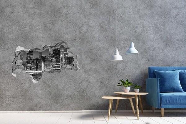 3D sticker gat in stenen muur Een gat in de muur met kleurrijke vlekken