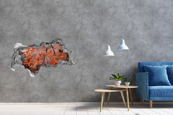 3D sticker gat in stenen muur Verjaardagshond met taart