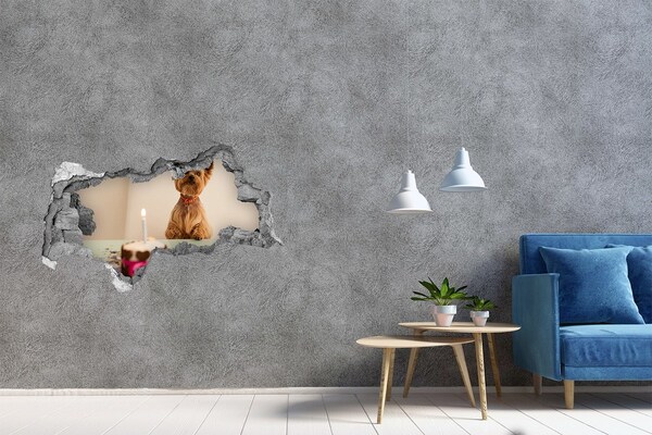 Zelfklevende 3D wandsticker illusie Groene tennisballen achter de muur