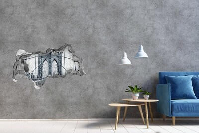 Wandsticker 3D doorkijk Een bloemendroom in een vervallen muur