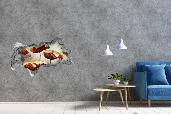 3D sticker gat in stenen muur Een vrouw met een mysterieuze glimlach