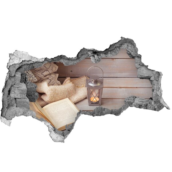 3D muursticker gescheurde muur Een glas whisky met ijs.