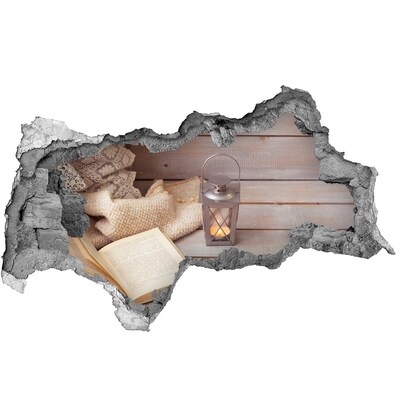 3D muursticker gescheurde muur Een glas whisky met ijs.