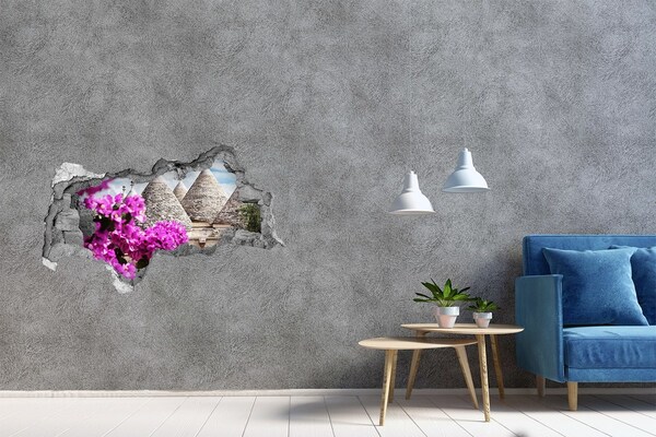 Wandsticker 3D doorkijk Groen bos in een gat in de muur