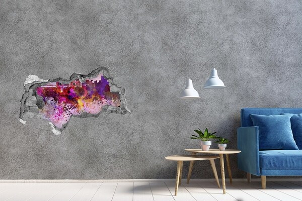 3D sticker gat in stenen muur Houten muur door een gat