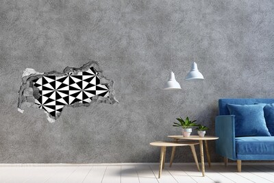 3D muursticker gescheurde muur Tropische bladeren in een gat in de muur