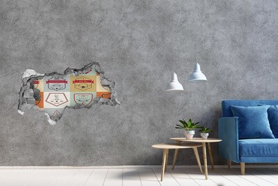 Wandsticker 3D doorkijk Orchideeën tegen een achtergrond van stenen.