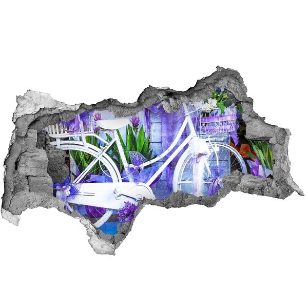 Naklejka dziura na ścianę Rower w ogrodzie pełnym kwiatów