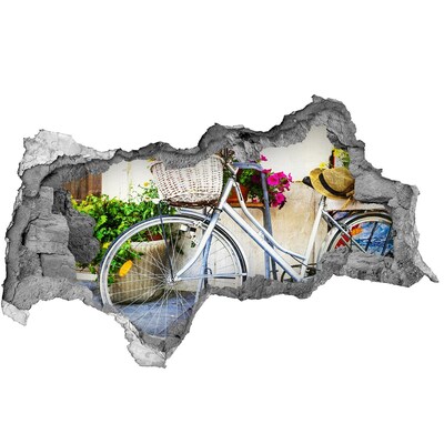 Fototapeta dziura na ścianę 3d Rower w kwiecistej scenerii