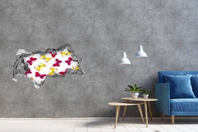 3D muursticker gescheurde muur Wereldkaart door het gat in de muur