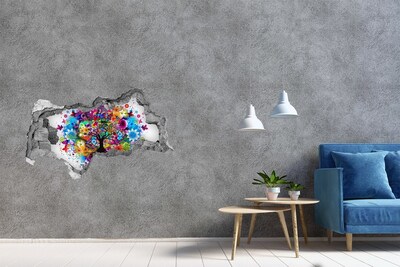 3D muursticker gescheurde muur De skyline van New York 's nachts
