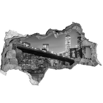 Wandsticker 3D doorkijk Een verwoeste bakstenen muur